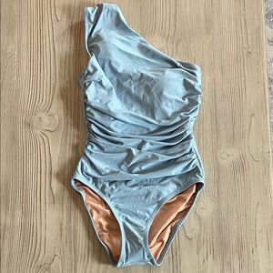 J.Crew One-Shoulder assymetrical swimsuit powder blue size 4 NWOT